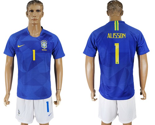 Brazil #1 Alisson Away Soccer Country Jersey - Click Image to Close